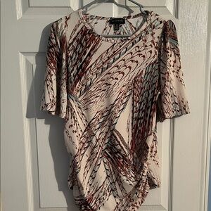 Investments Cream and Brown Abstract Blouse